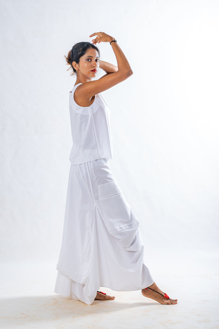 Briset - White cotton Set of Skirt and Top