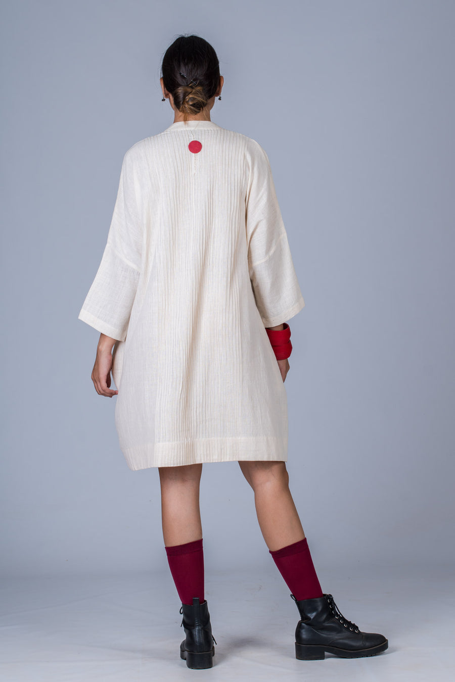Off White Desi Cotton Dress - MUKTA - Upasana Design Studio