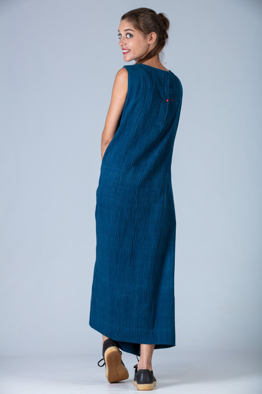 Natural Indigo Cotton Dress - NIKITA - Upasana Design Studio