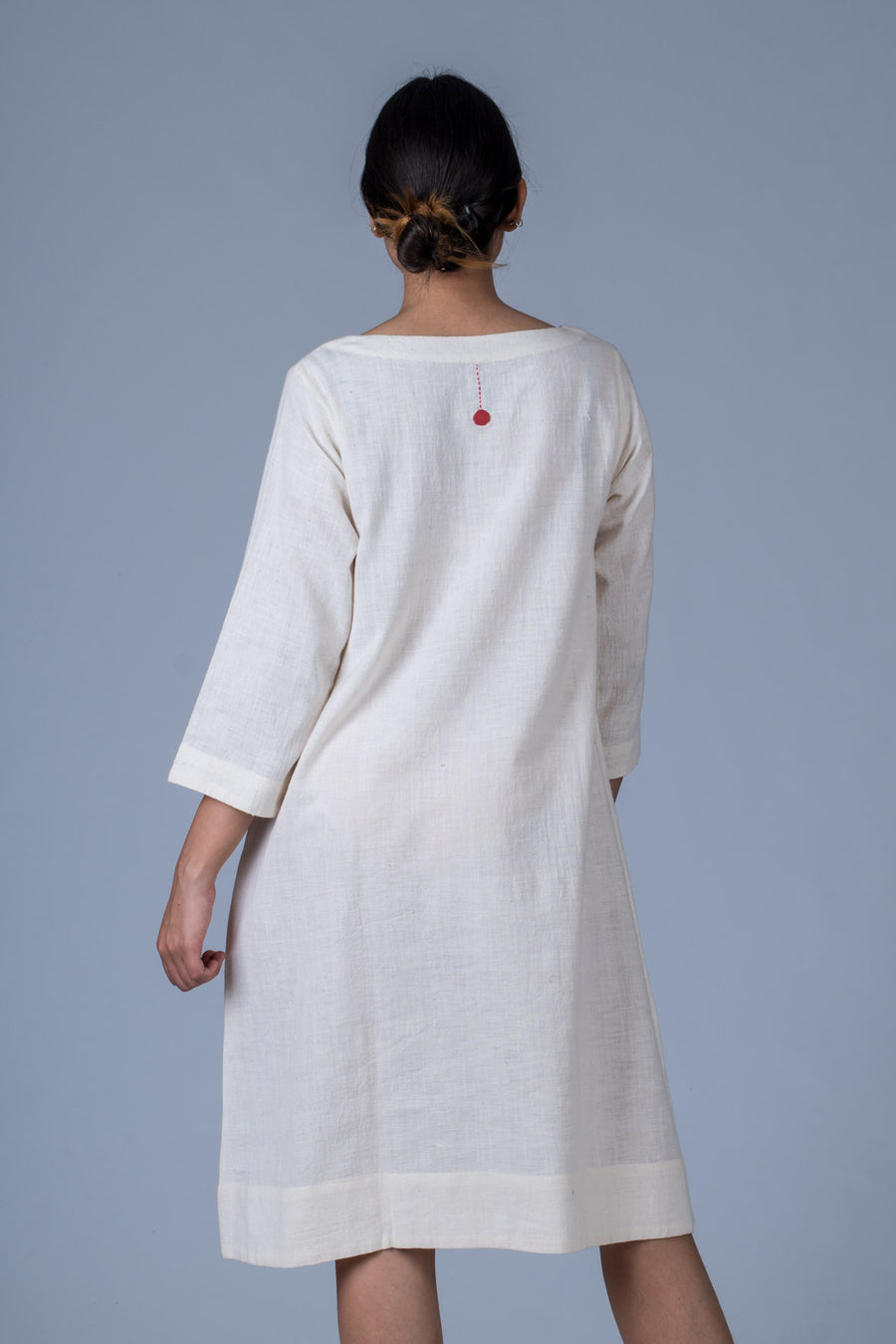 Off White Desi Khadi Dress - PARINA - Upasana Design Studio