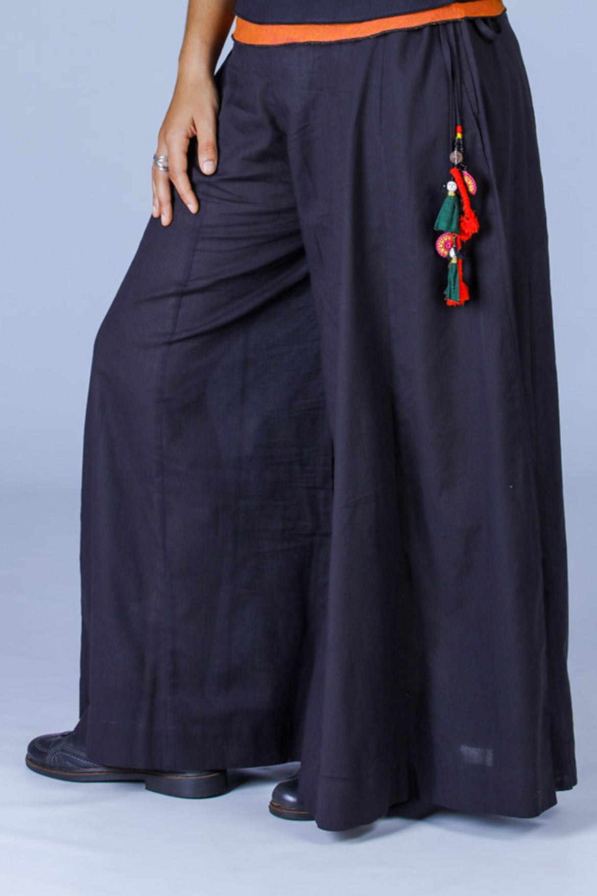 Black Organic Cotton Palazzo Women Pants - PALAZZO – Upasana Auroville
