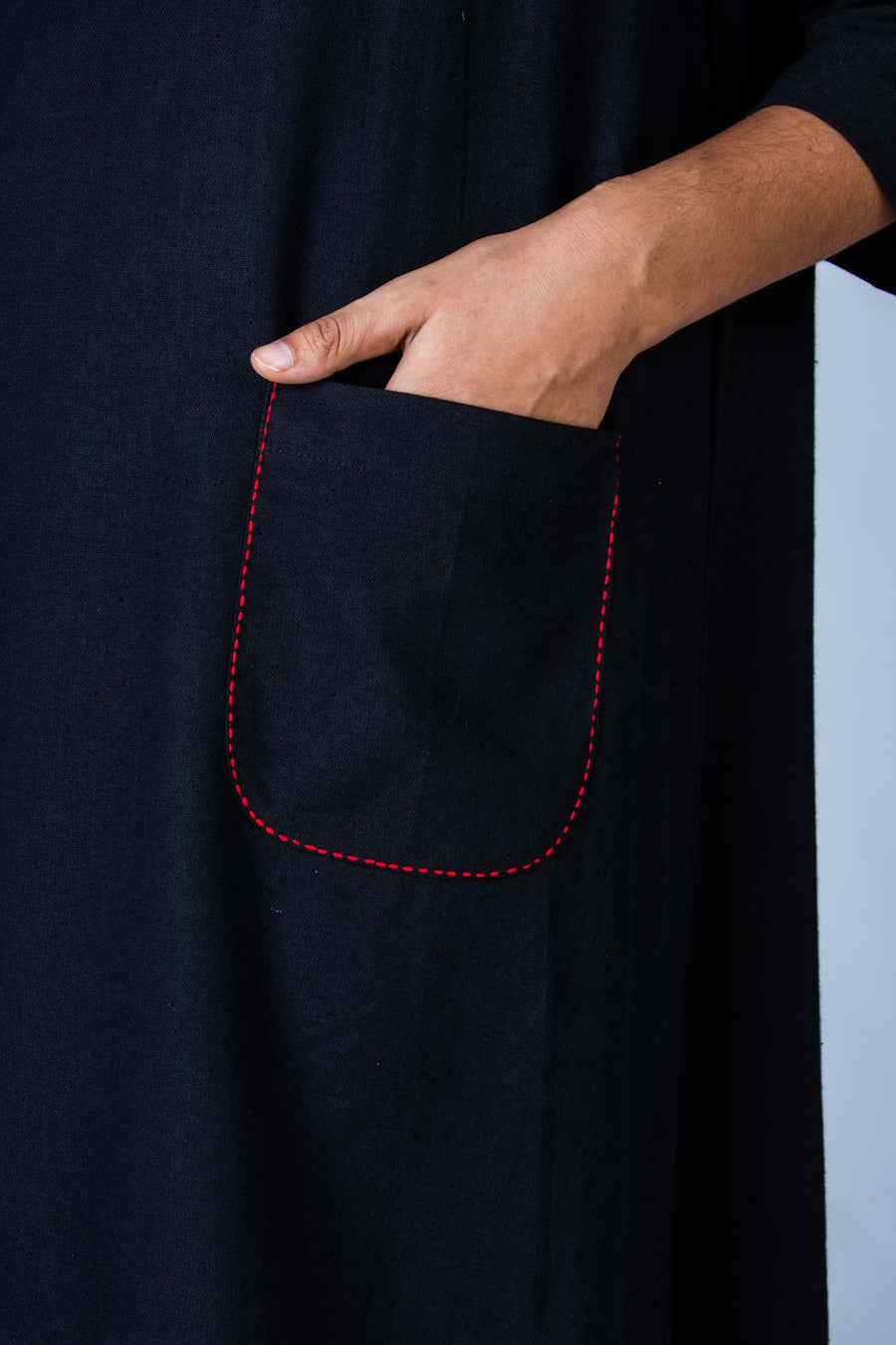Black Khadi Dress - PARINA - Upasana Design Studio