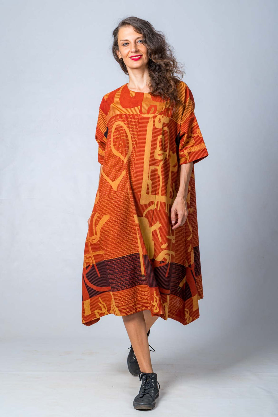 Orange Block printed Dress- KARL