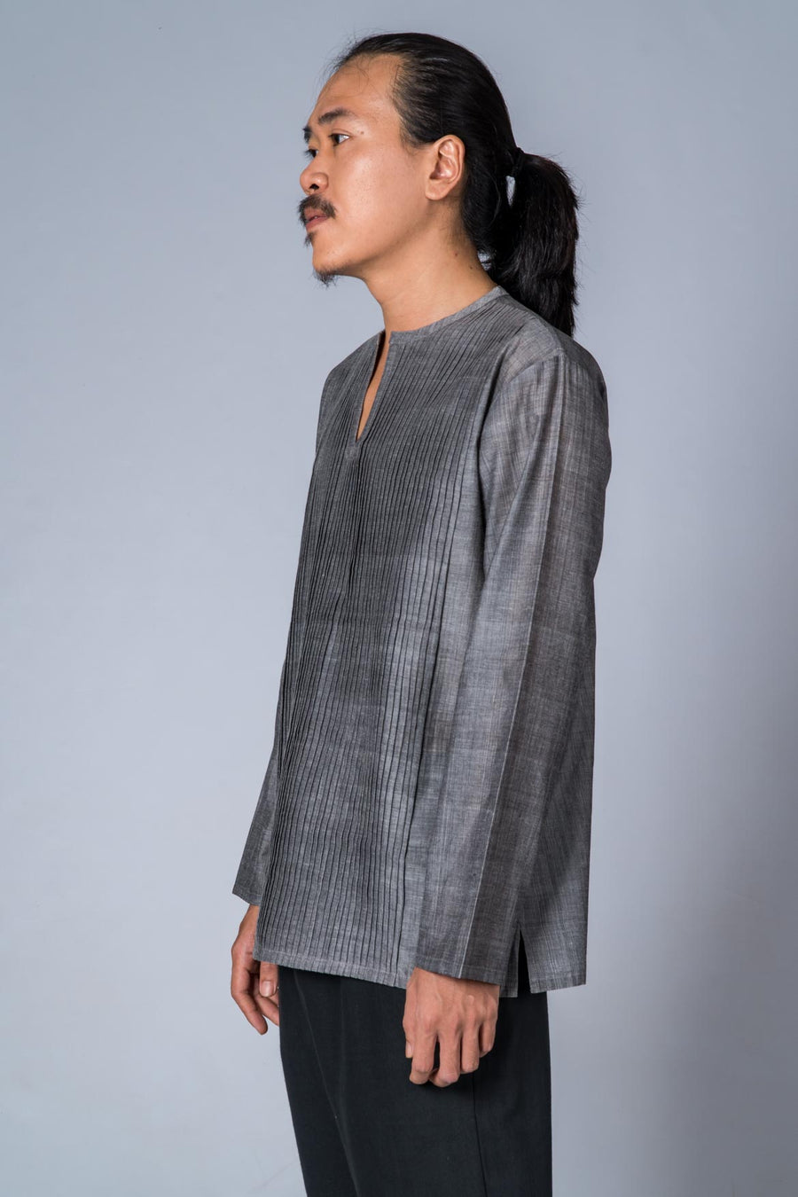 Grey Mangalgiri Cotton Shirt - COTTON TREE - Upasana Design Studio