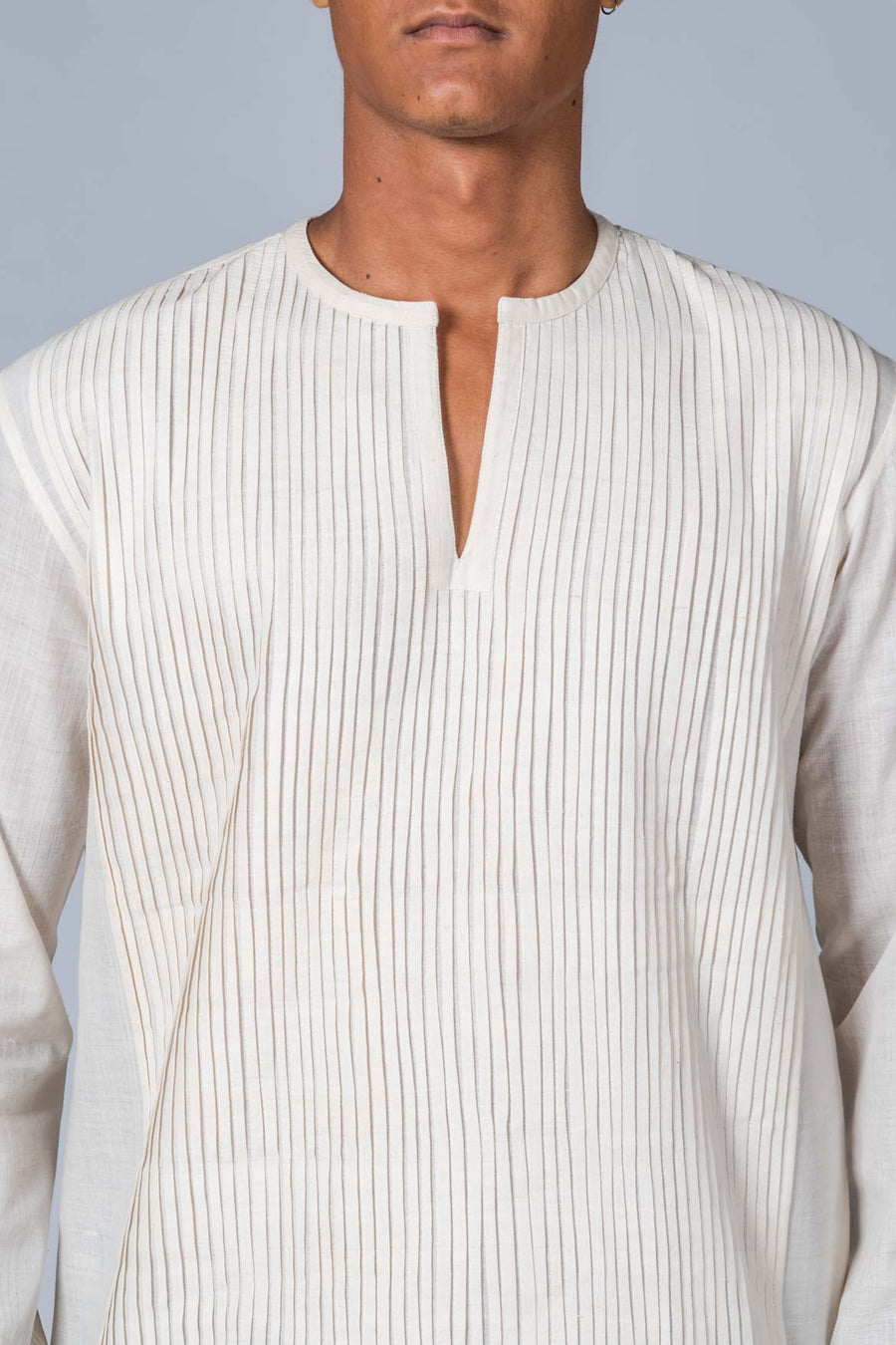 Off-White Mangalgiri Cotton Shirt - COTTON TREE - Upasana Design Studio