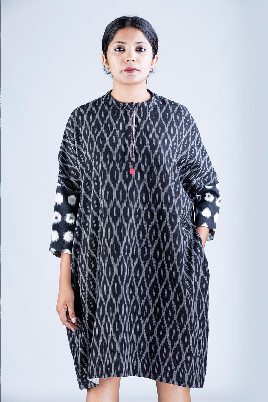 Black Ikat Dress - MUKTA - Upasana Design Studio