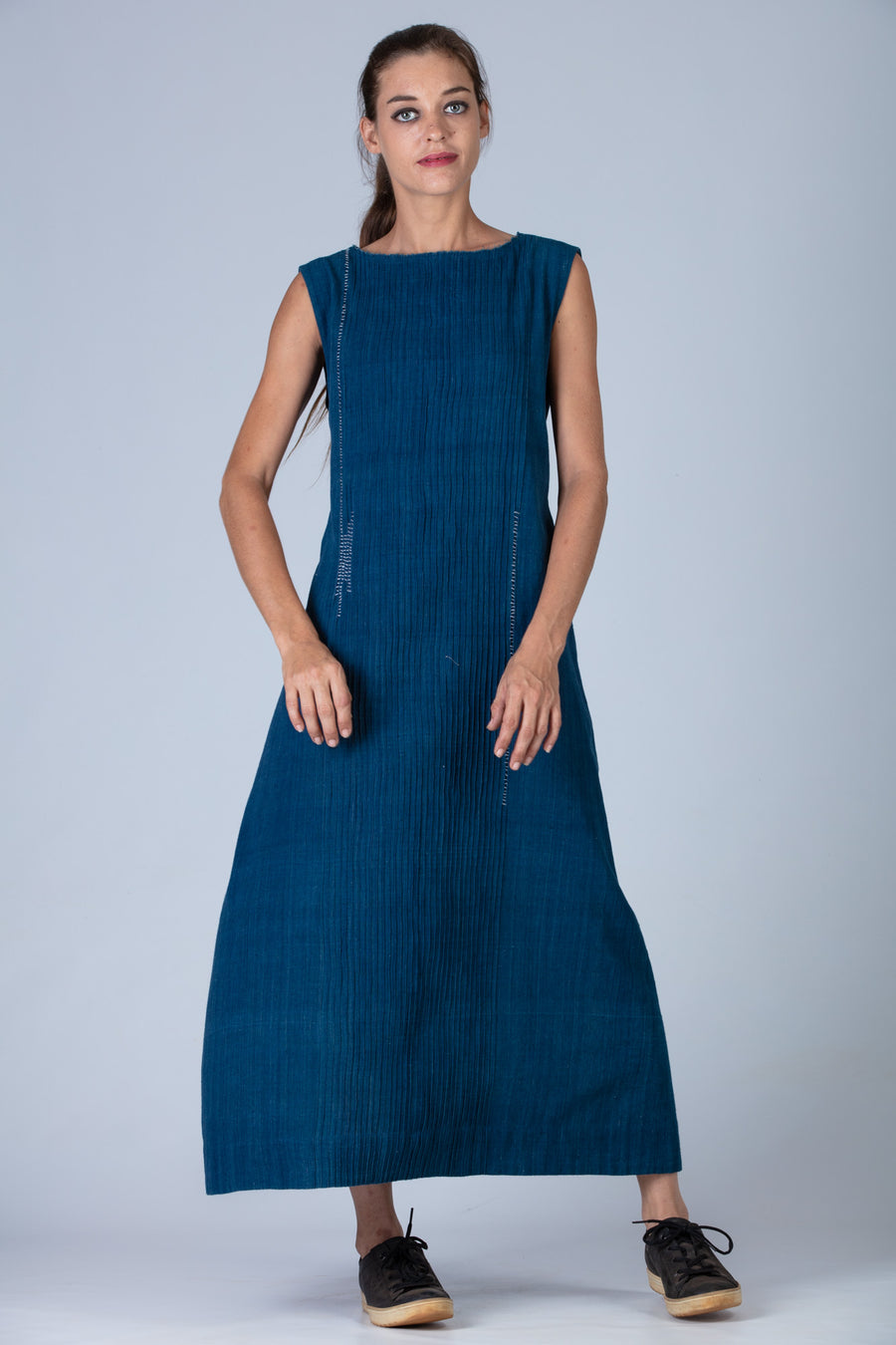 Natural Indigo Cotton Dress - NIKITA - Upasana Design Studio