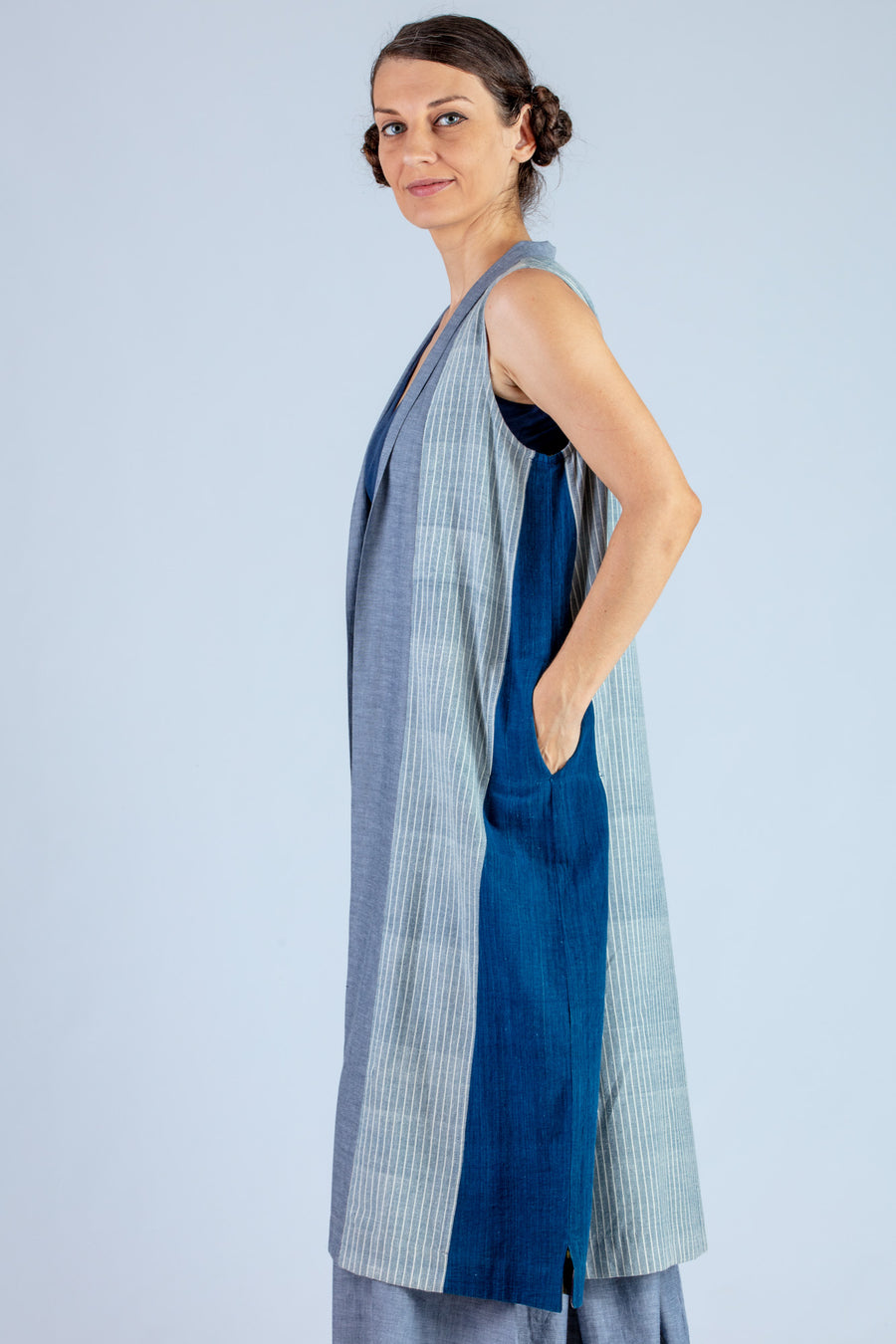 Blue and Natural Indigo Organic cotton Jacket - MISAKI - Upasana Design Studio