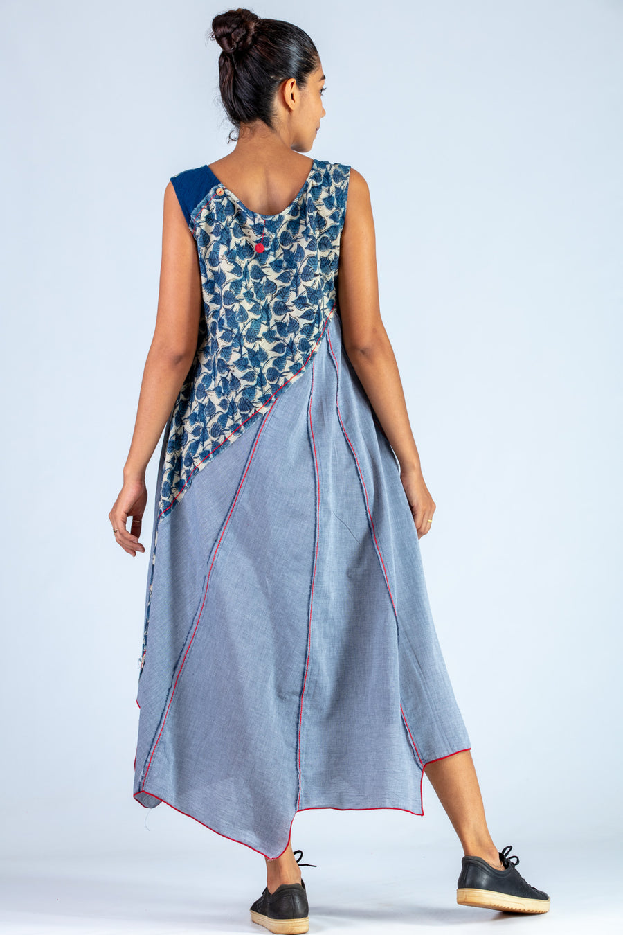 Blue Upcycled Dress - NAISHA - Upasana Design Studio
