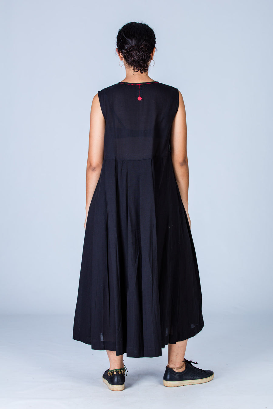 Navya -Black Organic cotton Dress - Upasana Design Studio