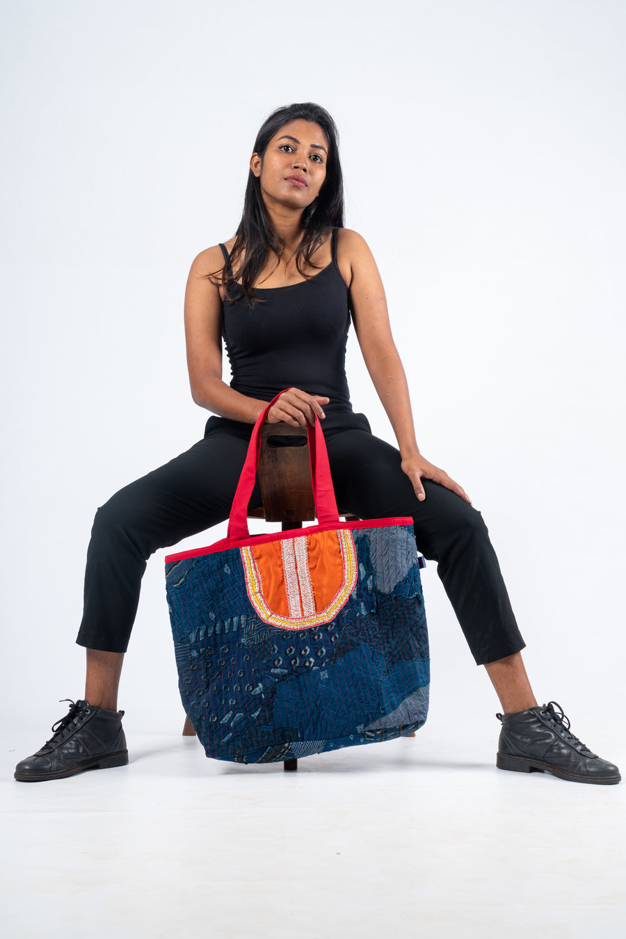 Indigo Dyed Upcycled Shopping Bag- ARAINILA