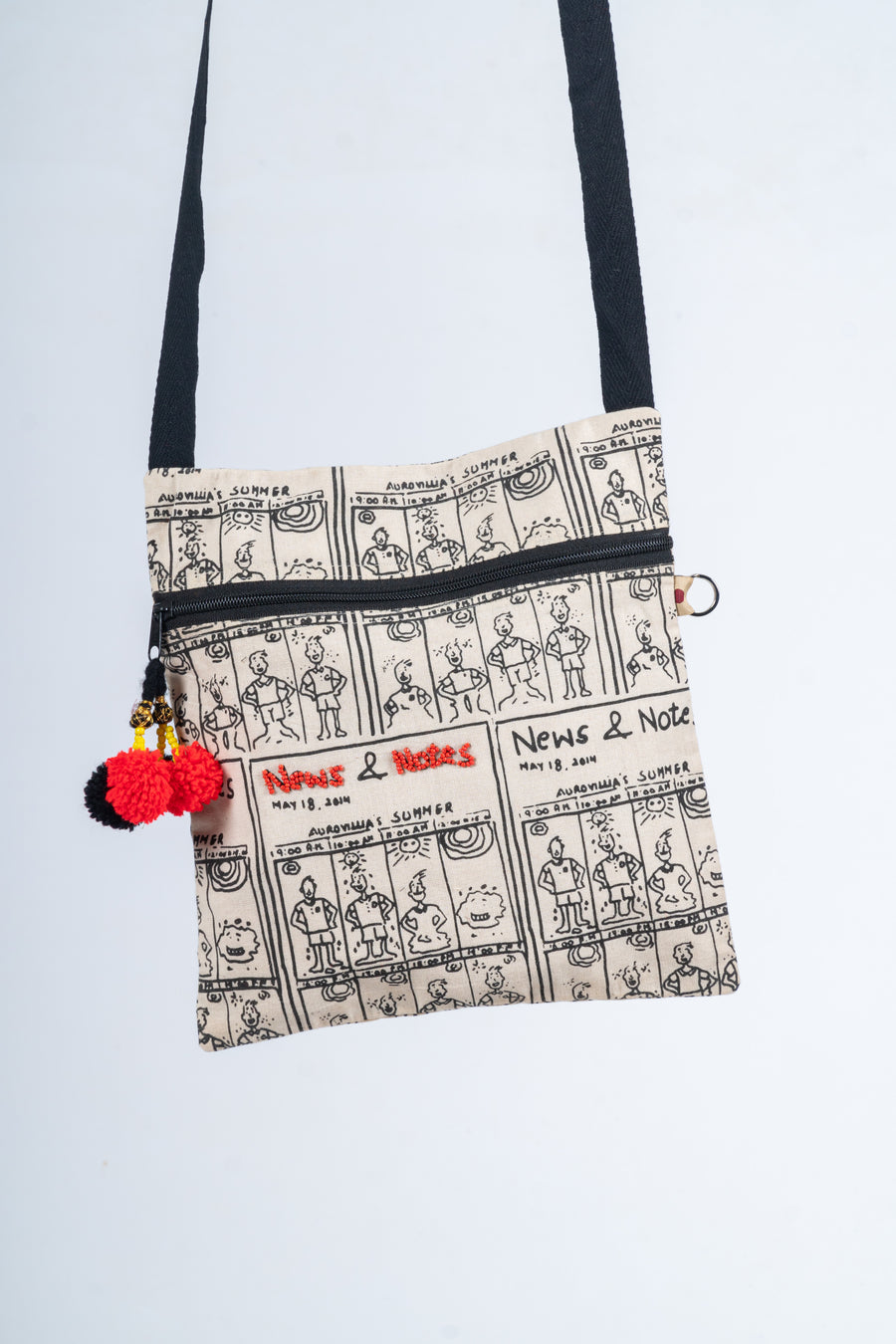 Hand-embroidered Doodle Sling Bag (Large)- NUOVA