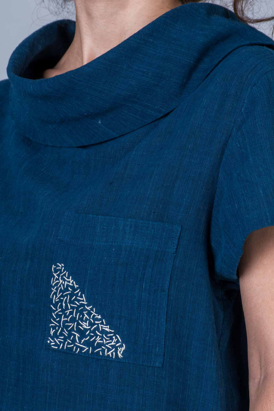 Natural Indigo Khadi Emboidered Top - WHEN - Upasana Design Studio