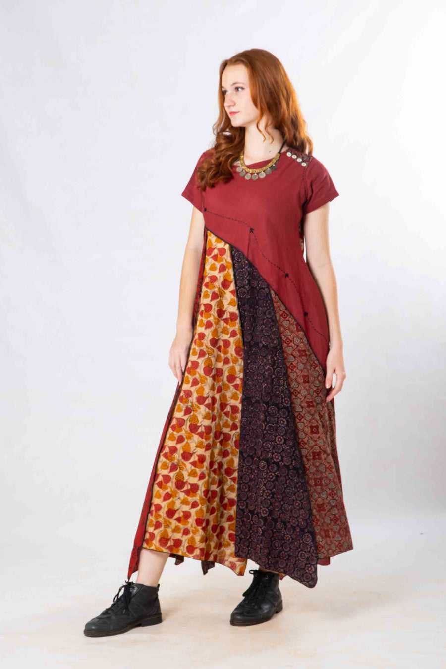 Red Panelled Craft Dress