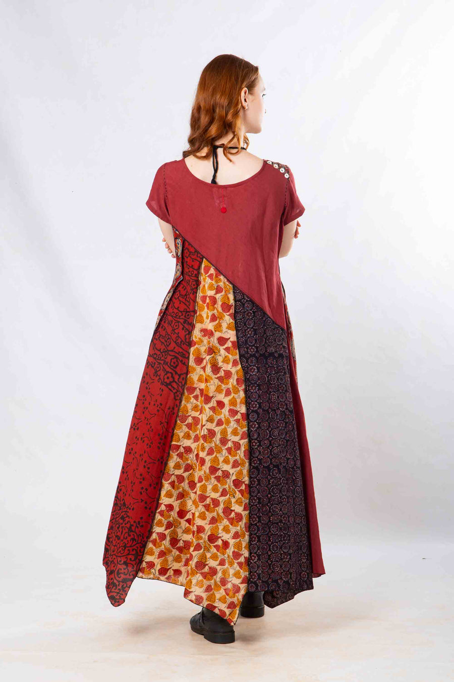 Red Panelled Craft Dress
