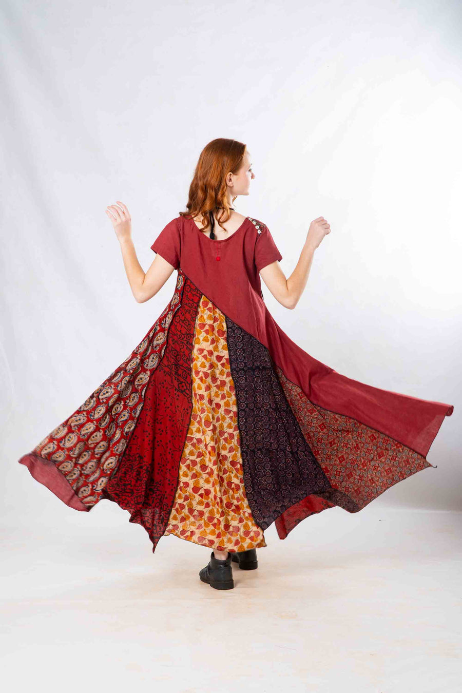 Red Panelled Craft Dress