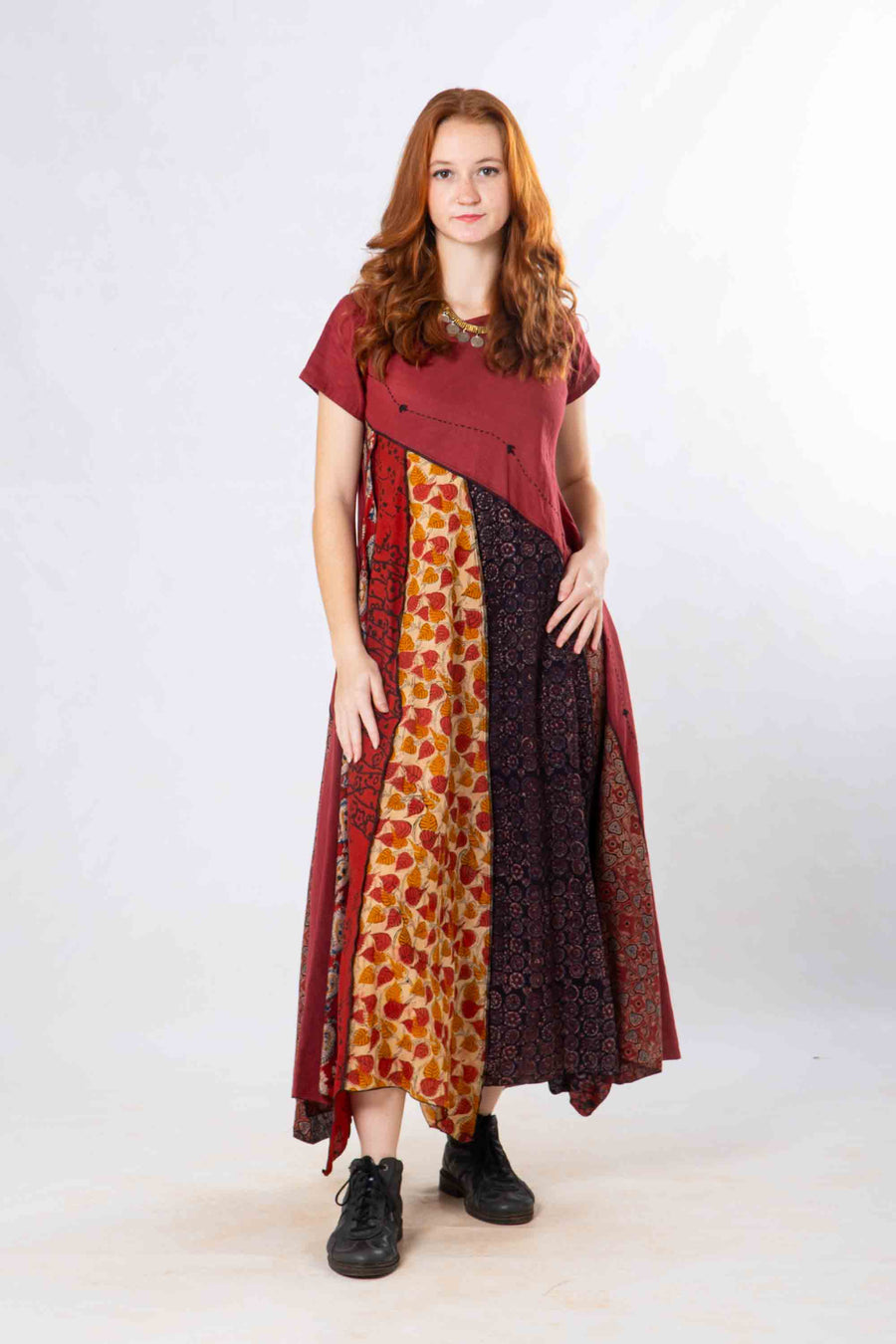 Red Panelled Craft Dress