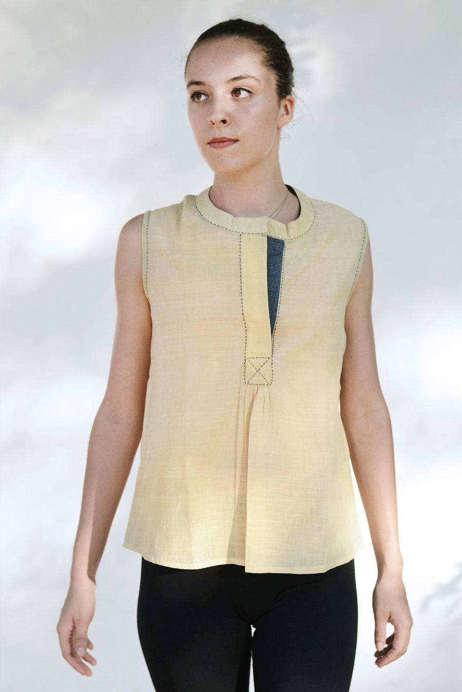 Neem dyed Organic Cotton Top - AHELI - Upasana Design Studio