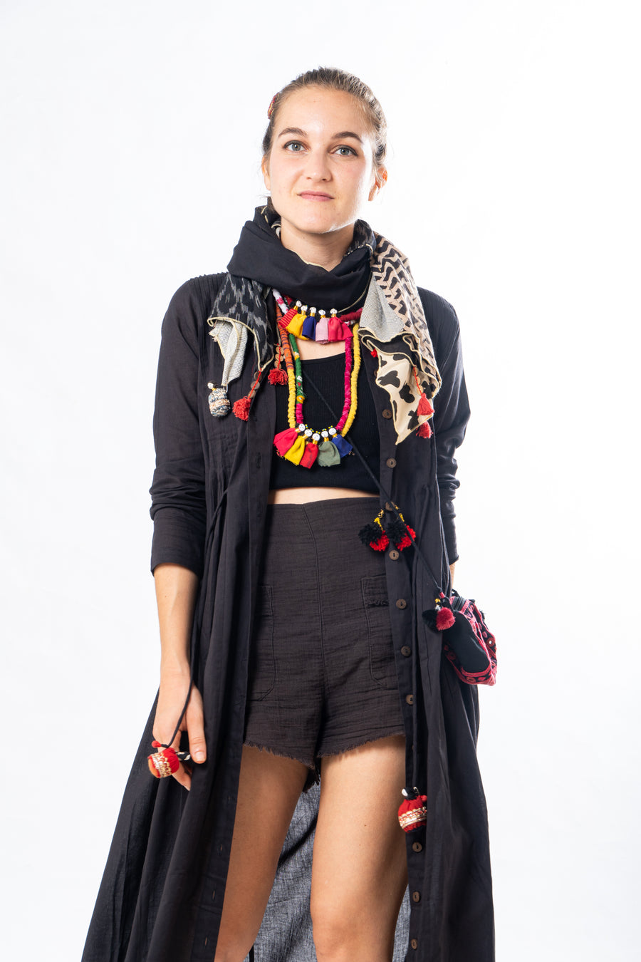 Black Organic Cotton Long Summer Jacket