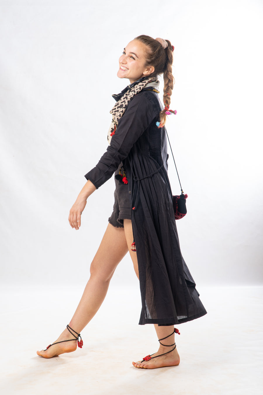 Black Organic Cotton Long Summer Jacket