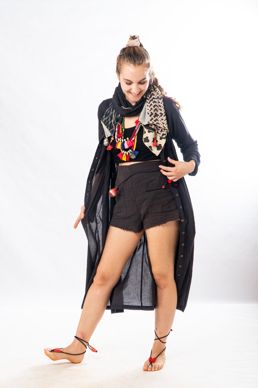 Black Organic Cotton Long Summer Jacket