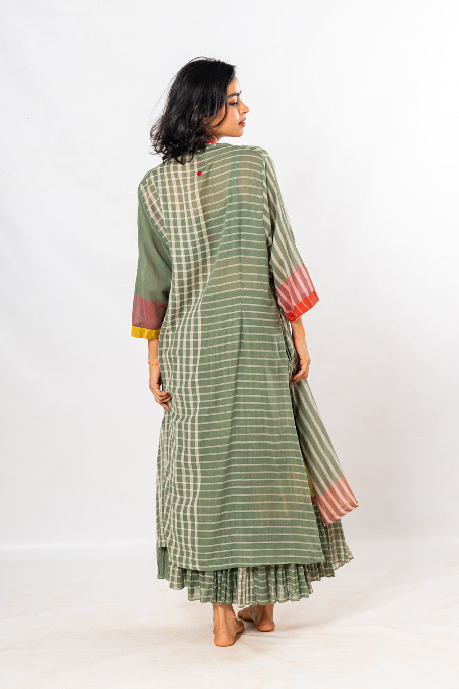 Set of 3- Bloom Green Crinkled Cotton Skirt Set