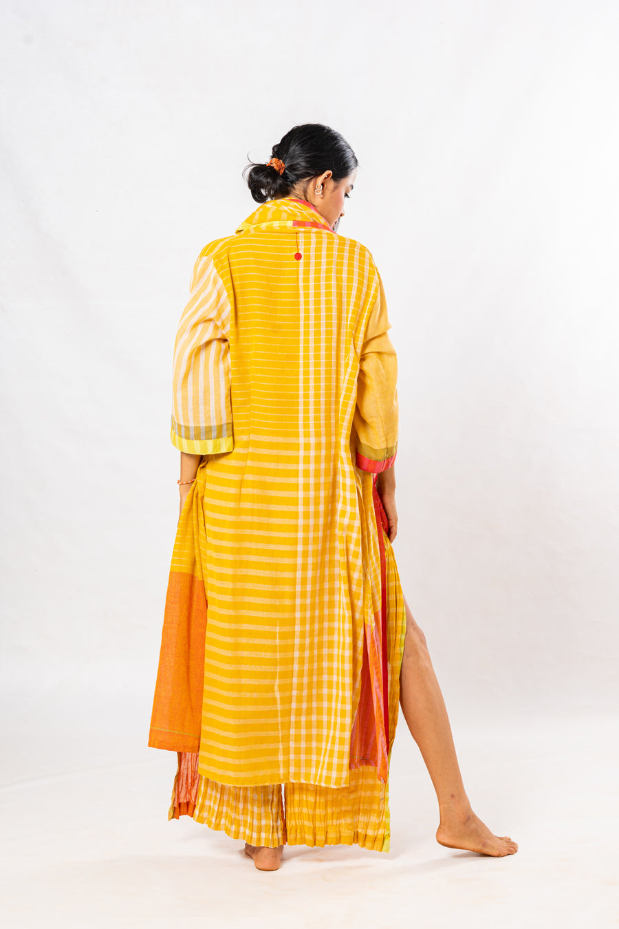 Set of 4- Bloom Turmeric Crinkled Cotton Pant Set