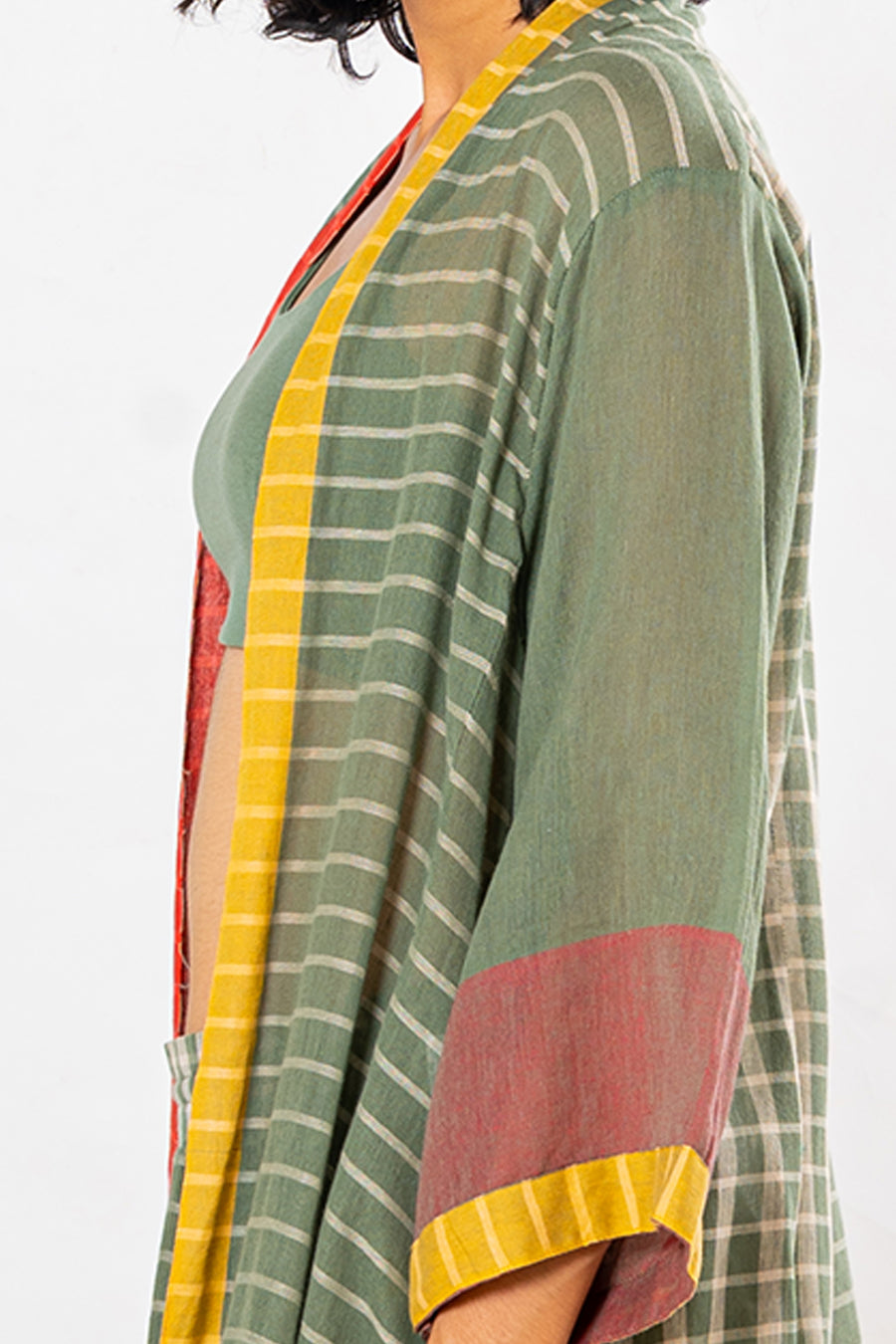Set of 3- Bloom Green Crinkled Cotton Skirt Set