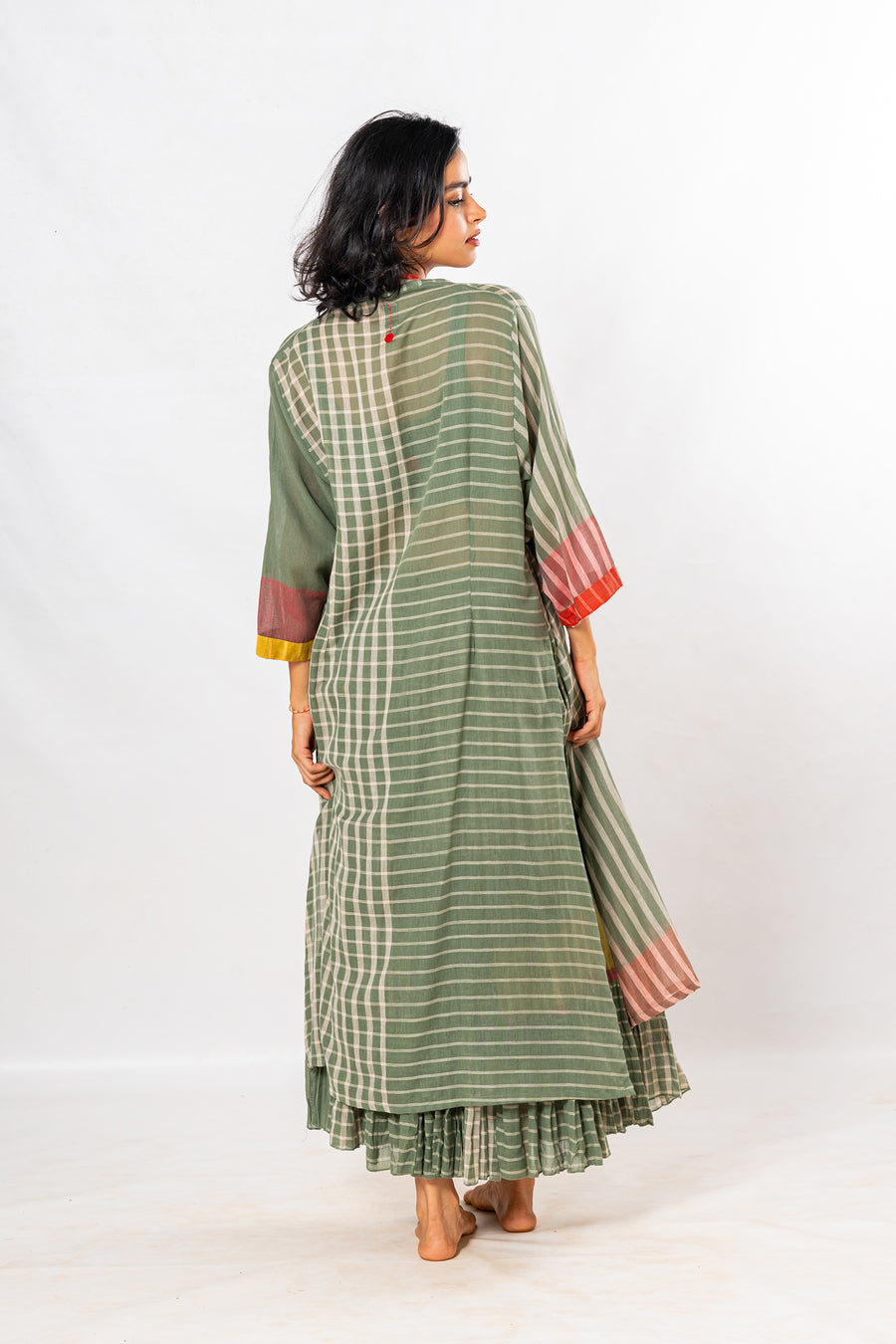 Set of 3- Bloom Green Crinkled Cotton Skirt Set