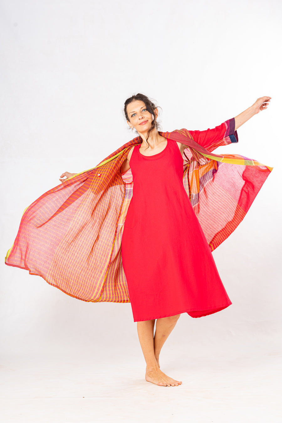 Set of 2- Dhup Pink Cotton Dress & Jacket Set