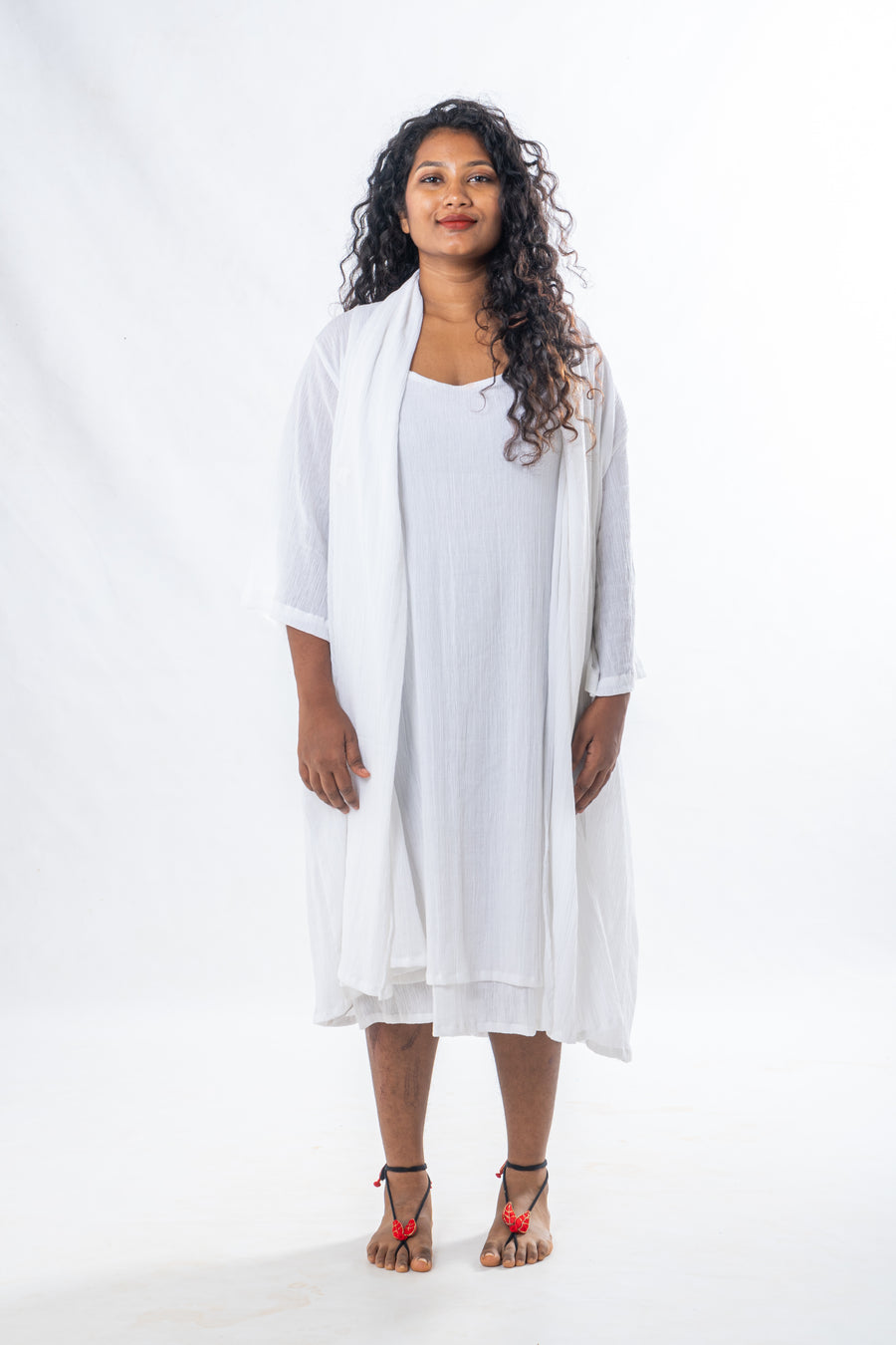 Set of 2-  White Crinkle Organic Cotton Set