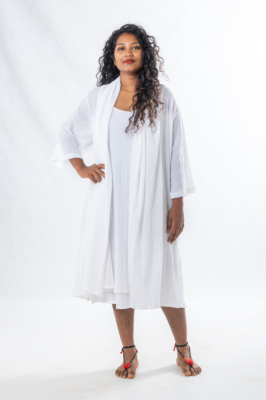 Set of 2-  White Crinkle Organic Cotton Set