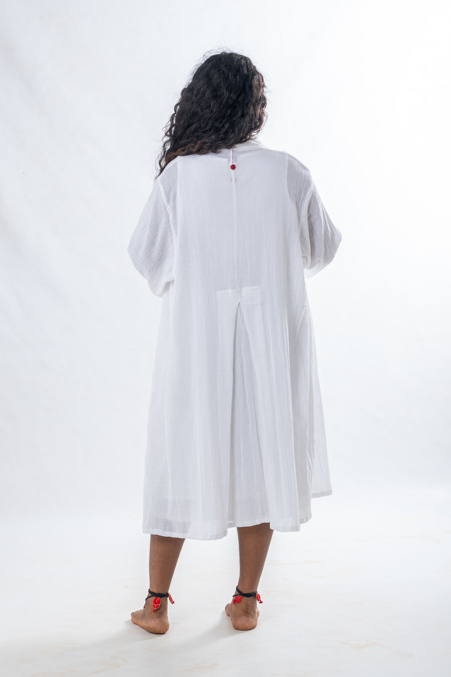 Cosmic - White Crinkle Cotton Dress set wit jacket