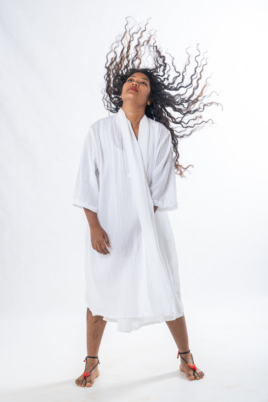 Set of 2-  White Crinkle Organic Cotton Set