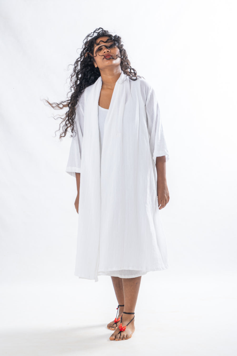 Set of 2-  White Crinkle Organic Cotton Set