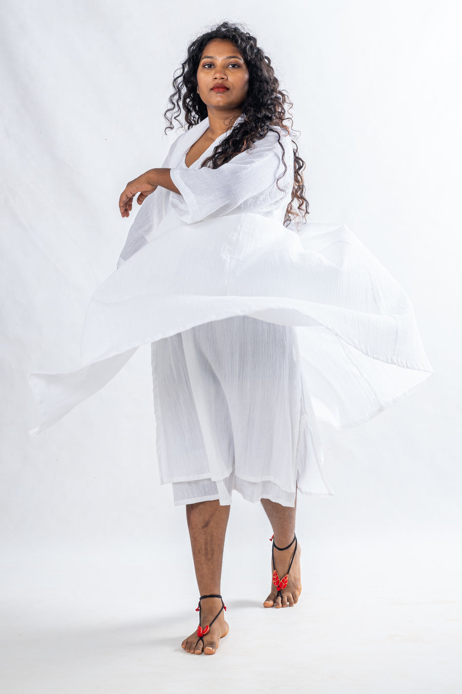 Set of 2-  White Crinkle Organic Cotton Set