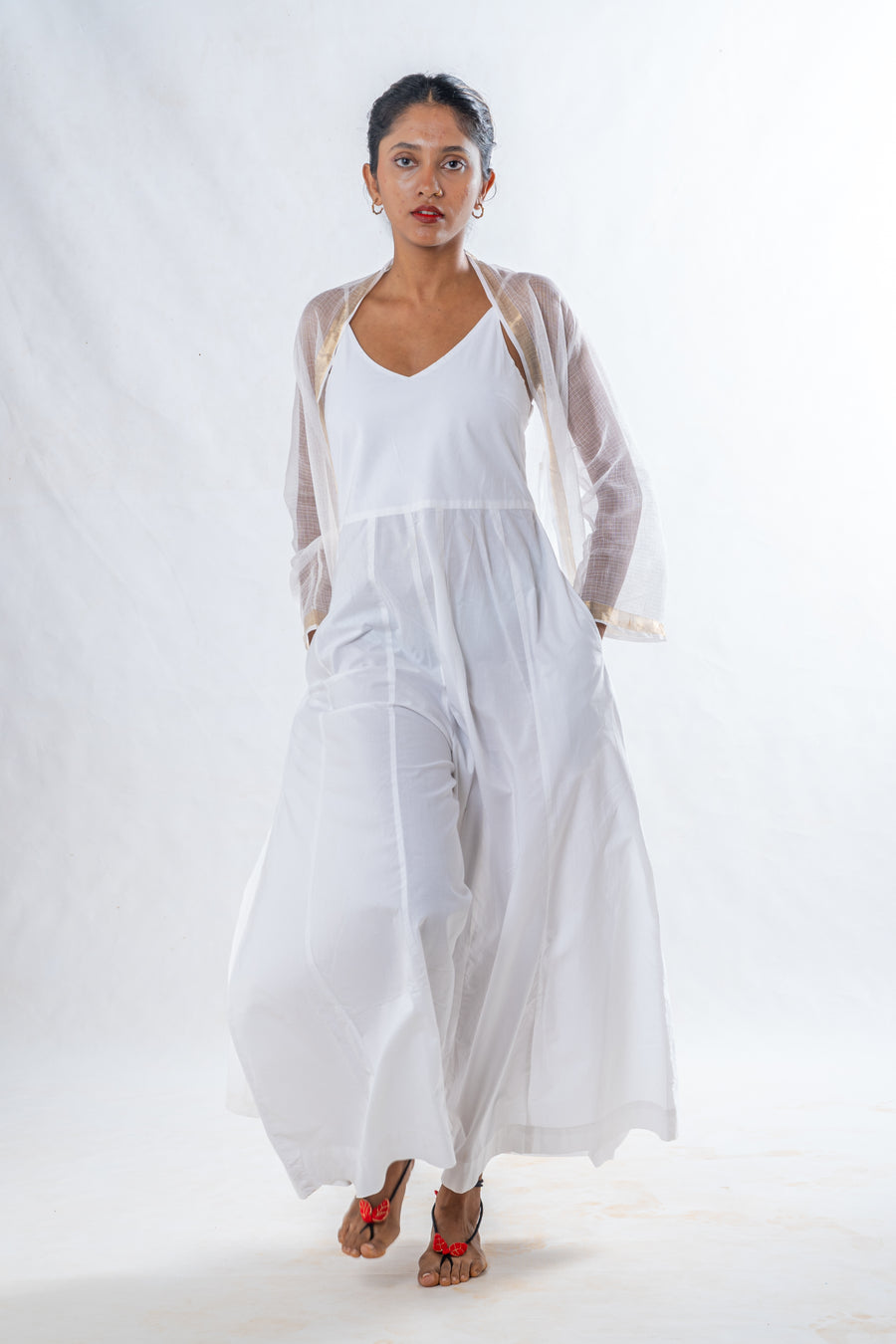 White Organic Cotton Wide Leg Jumpsuit
