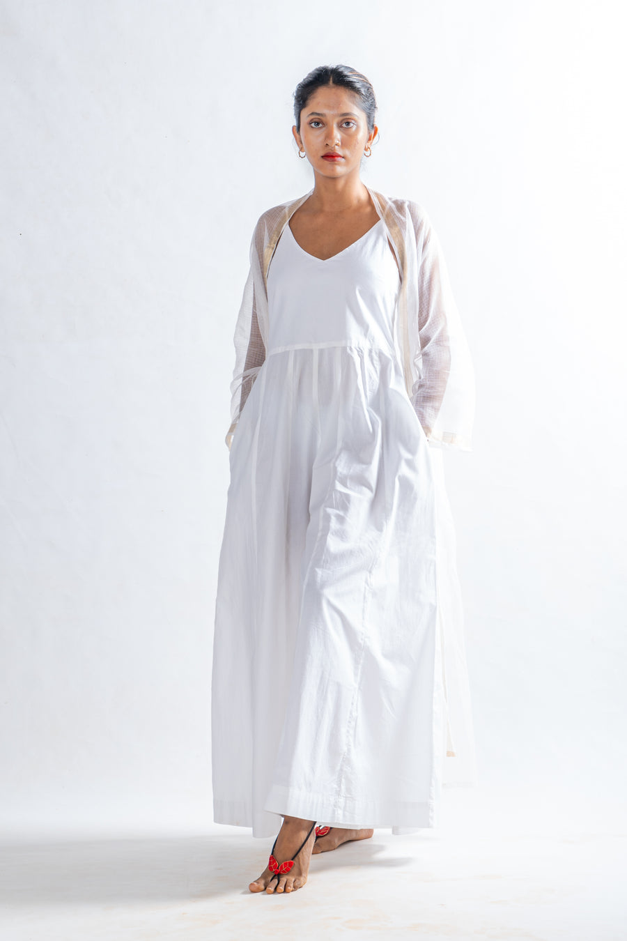 White Organic Cotton Wide Leg Jumpsuit