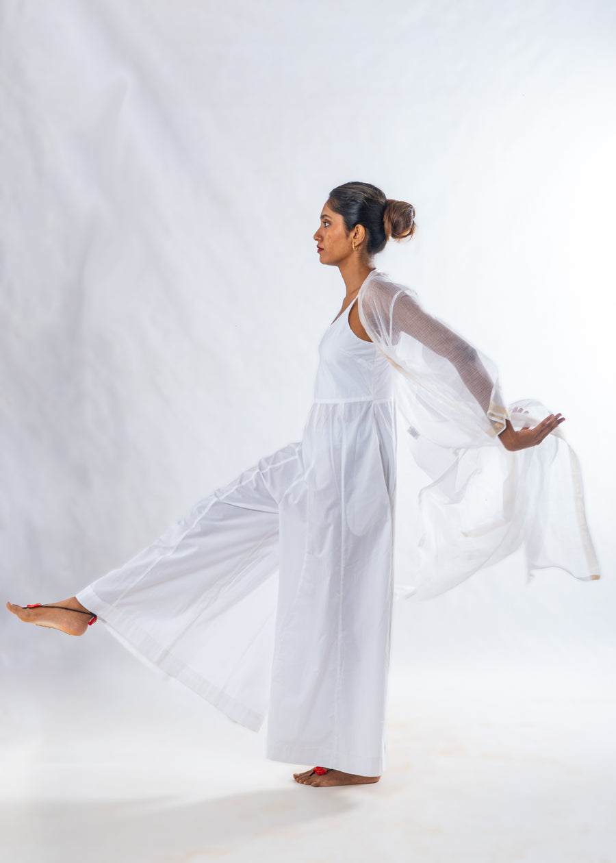 White Organic Cotton Wide Leg Jumpsuit