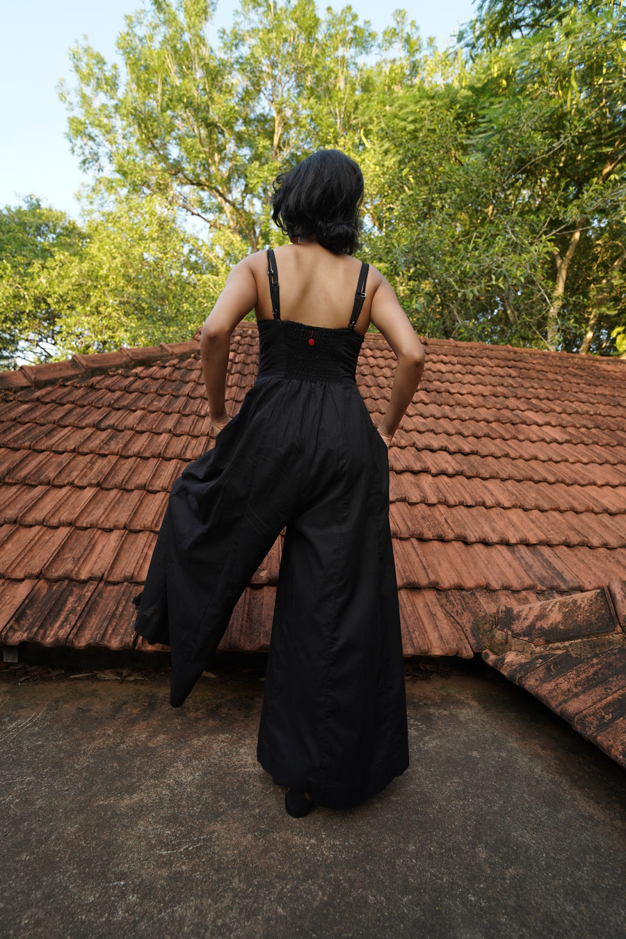 Black Linen wide leg Jumpsuit