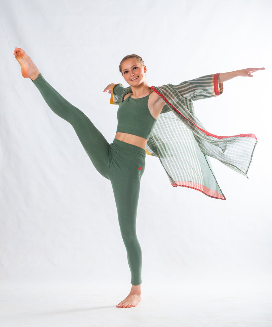 Green Organic Cotton Yoga Set – 3 Pieces
