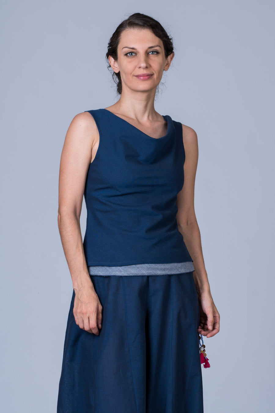 Indigo Organic cotton Top - COWL - Upasana Design Studio