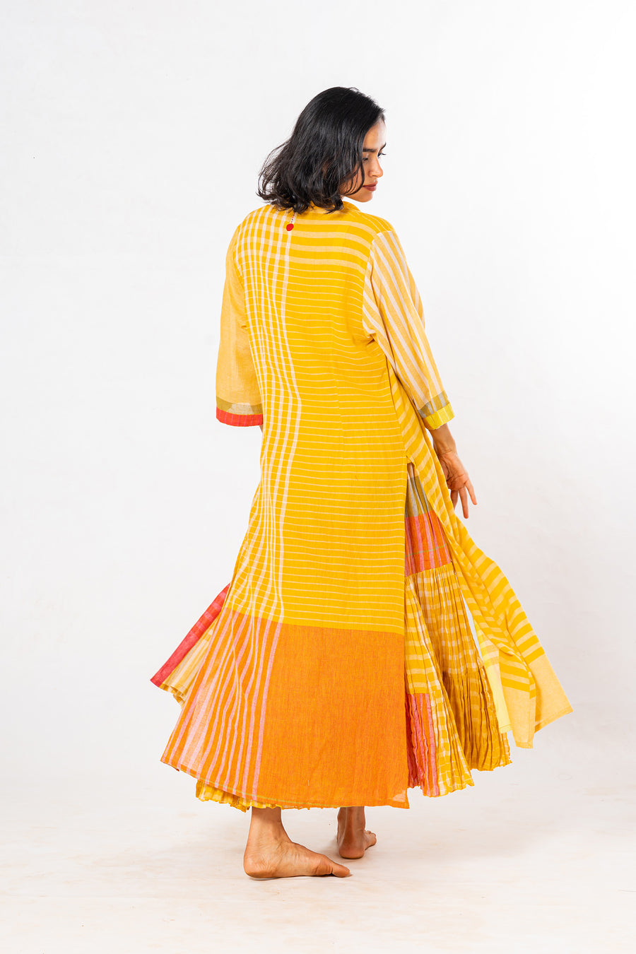 Set of 3- Bloom Turmeric Crinkled Cotton Skirt Set