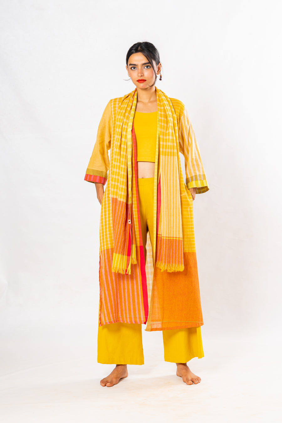 Set of 4- Moh Turmeric Cotton Pant Set