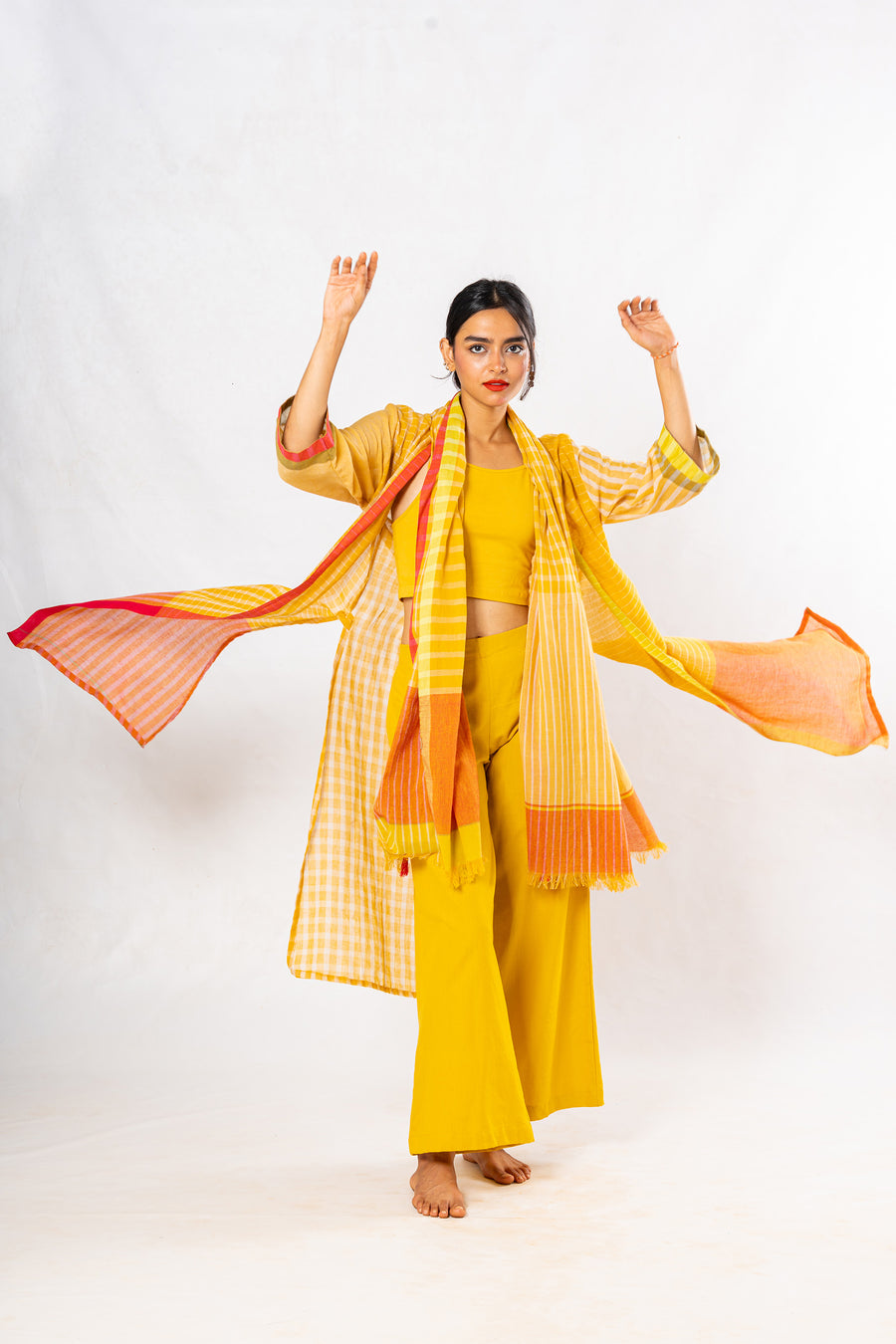 Set of 4- Moh Turmeric Cotton Pant Set