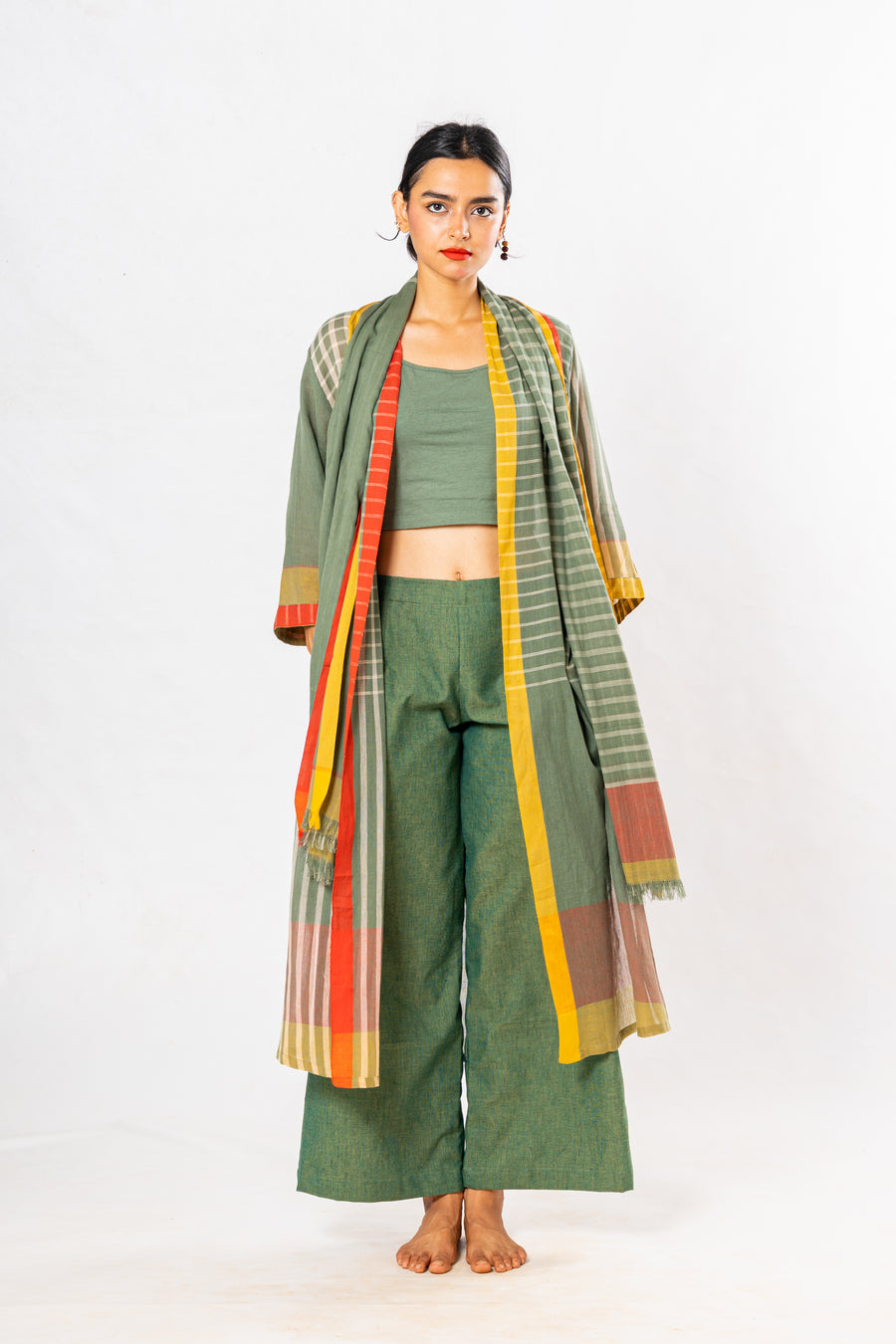 Set of 4- Moh Green Cotton Pant Set