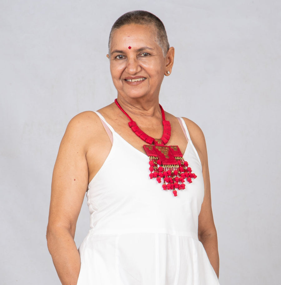 Handcrafted Statement Necklace - Red