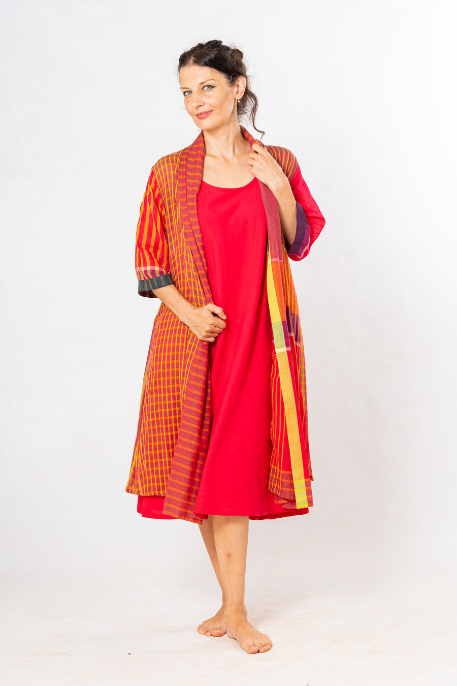 Set of 2- Dhup Pink Cotton Dress & Jacket Set