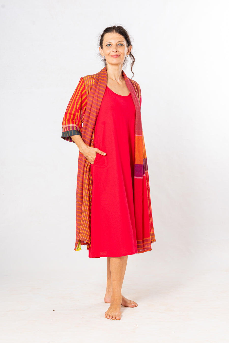 Set of 2- Dhup Pink Cotton Dress & Jacket Set