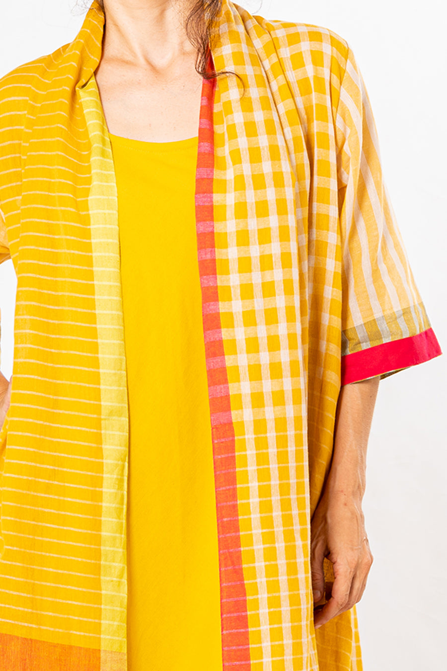 Set of 2- Dhup Turmeric Cotton Dress & Jacket Set